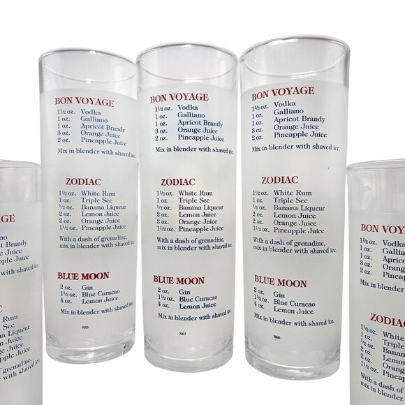 Celebrity Cruises Frosted Tropical Orchid Highball Collins Glasses Set Of 7 - Picture 7 of 11